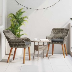 Chaises de jardin avec coussins 2 pcs Gris Poly Rattan 
