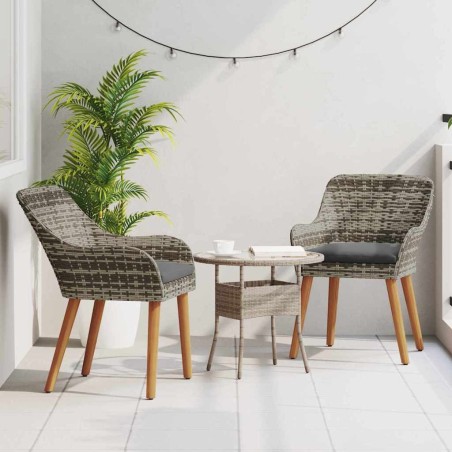 Chaises de jardin avec coussins 2 pcs Gris Poly Rattan 