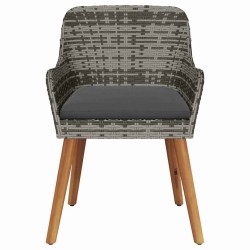Chaises de jardin avec coussins 2 pcs Gris Poly Rattan 