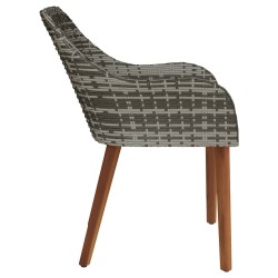 Chaises de jardin avec coussins 2 pcs Gris Poly Rattan 