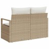 Sofa de jardin 2 places avec rangement et coussins en poly rotin beige 