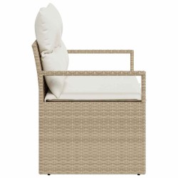 Sofa de jardin 2 places avec rangement et coussins en poly rotin beige 