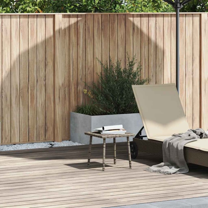 Table basse de jardin rectangulaire gris 40x40x37 cm rotin 