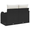 Canapé de jardin 2 places avec rangement et coussins en poly rattan noir 