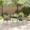 Ensemble Bistro de Jardin 3 Pièces avec Coussins Gris en Poly Rattan 