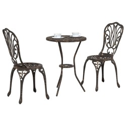Ensemble de Jardin Bistro 3 Pièces en Aluminium 