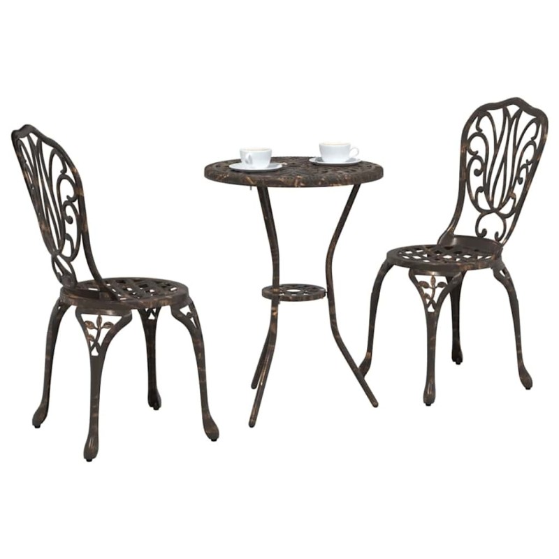 Ensemble de Jardin Bistro 3 Pièces en Aluminium 