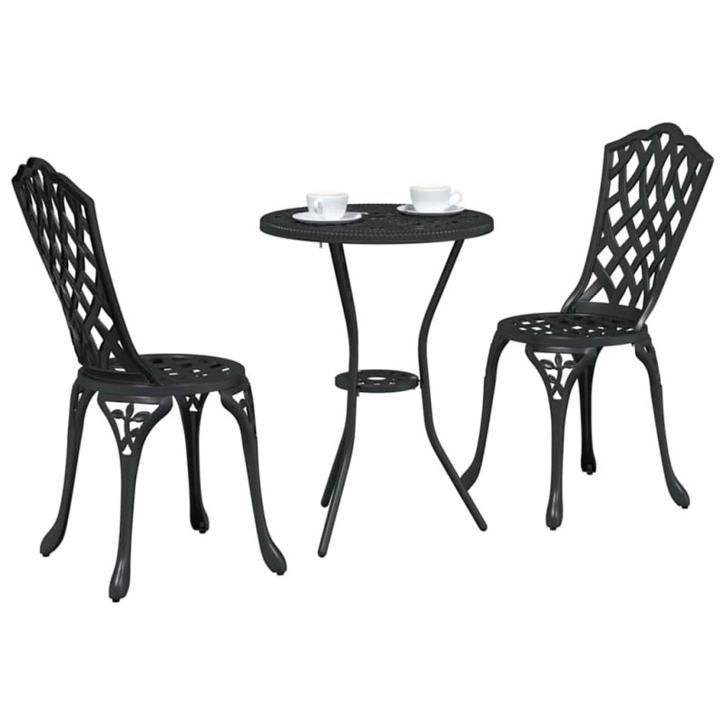 Ensemble de Bistro 3 Pièces Noir en Aluminium 