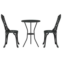 Ensemble de Bistro 3 Pièces Noir en Aluminium 