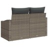 Canapé de jardin 2 places avec rangement et coussins en poly rotin gris 