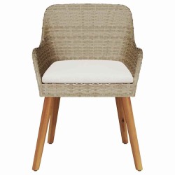 Chaises de jardin avec coussins 2 pcs Beige Poly Rattan 