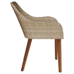 Chaises de jardin avec coussins 2 pcs Beige Poly Rattan 