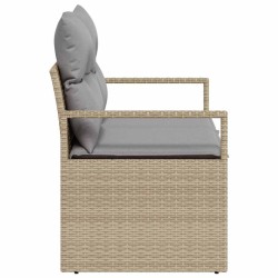 Canapé de jardin 2 places avec rangement et coussins en poly rattan beige 
