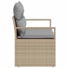 Canapé de jardin 2 places avec rangement et coussins en poly rattan beige 