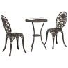Set de Bistro de Jardin 3 Pièces en Aluminium Couleur Bronze 