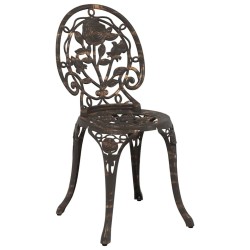 Set de Bistro de Jardin 3 Pièces en Aluminium Couleur Bronze 