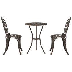 Set de Bistro de Jardin 3 Pièces en Aluminium Couleur Bronze 