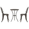 Set de Bistro de Jardin 3 Pièces en Aluminium Couleur Bronze 