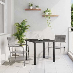 Ensemble de jardin de 3 pièces en poly rattan gris 
