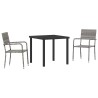 Ensemble de jardin de 3 pièces en poly rattan gris 