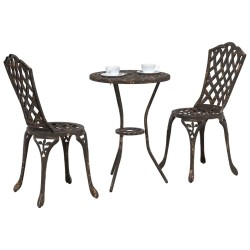 Set de Bistro de Jardin 3 Pièces en Aluminium Bronze 