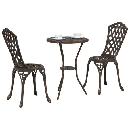 Set de Bistro de Jardin 3 Pièces en Aluminium Bronze 