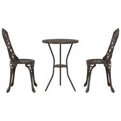 Set de Bistro de Jardin 3 Pièces en Aluminium Bronze 