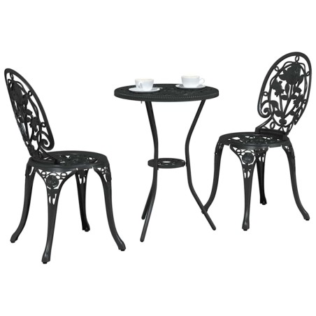 Set de Bistro de Jardin 3 Pièces en Aluminium Couleur Noir 