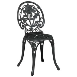 Set de Bistro de Jardin 3 Pièces en Aluminium Couleur Noir 