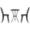 Set de Bistro de Jardin 3 Pièces en Aluminium Couleur Noir 