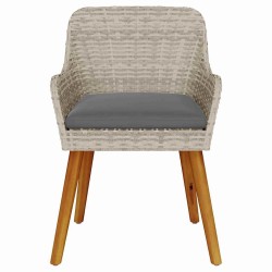 Chaises de jardin avec coussins 2 pcs Gris clair Rattan synthétique 