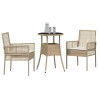 Ensemble de Dîner de Jardin de 3 Pièces en Rotin Beige 