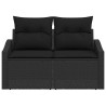 Canapé de jardin 2 places avec rangement et coussins en poly Rattan noir 