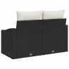 Canapé de jardin 2 places avec rangement et coussins en poly rattan noir 