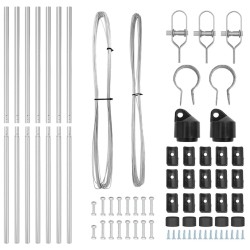 Set de poteaux de clôture 7 pcs Argent Ø32mm 150 cm 