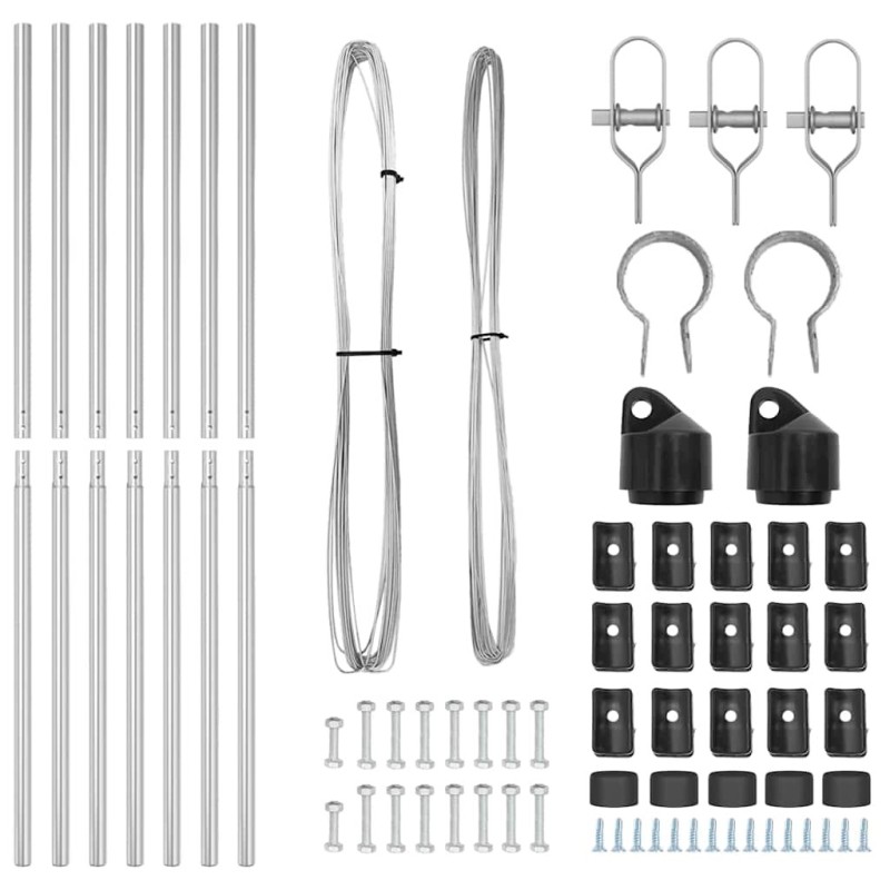 Set de poteaux de clôture 7 pcs Argent Ø32mm 150 cm 