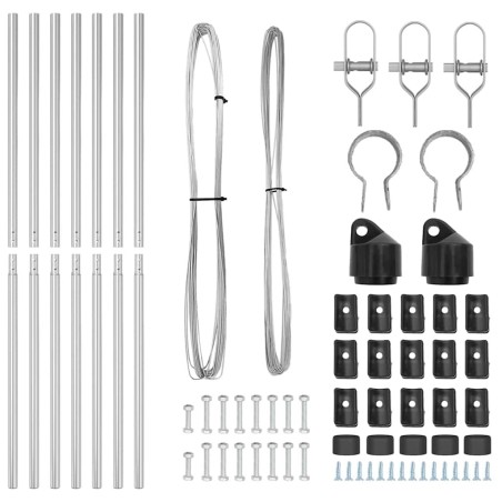 Set de poteaux de clôture 7 pcs Argent Ø32mm 150 cm 