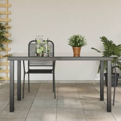 Table de jardin Noir 150x90x74 cm Aluminium et verre 