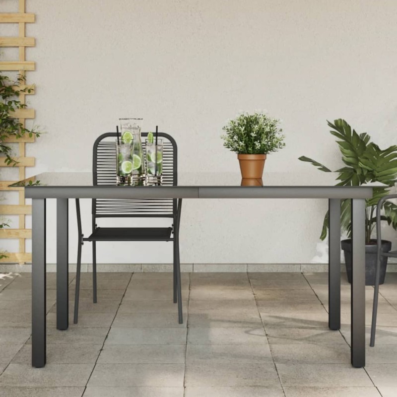 Table de jardin Noir 150x90x74 cm Aluminium et verre Table de jardin Noir 150x90x74 cm Aluminium et verre