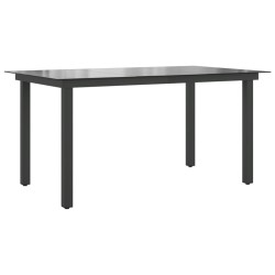 Table de jardin Noir 150x90x74 cm Aluminium et verre 