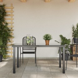 Table de jardin Noir 150x90x74 cm Aluminium et verre 