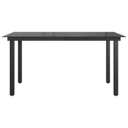 Table de jardin Noir 150x90x74 cm Aluminium et verre 