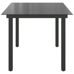 Table de jardin Noir 150x90x74 cm Aluminium et verre 