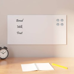 Tableau noir magnétique mural Blanc 60x30 cm Verre trempé 