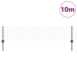 Clôture Euro avec 5 poteaux U Gris 0.4x10 m en acier 
