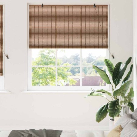 Store de Fenêtre avec des rideaux Marron 140 x 220 cm Bambou 