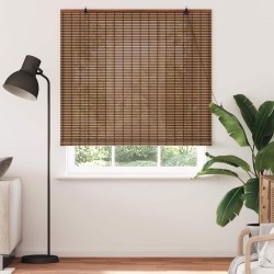 Store de Fenêtre avec des rideaux Marron 140 x 220 cm Bambou 