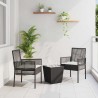 Ensemble de Bistro de Jardin 3 Pièces avec Coussins en Poly Rattan Noir 