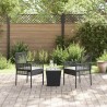 Ensemble de Bistro de Jardin 3 Pièces avec Coussins en Poly Rattan Noir 
