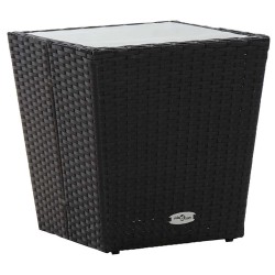 Ensemble de Bistro de Jardin 3 Pièces avec Coussins en Poly Rattan Noir 